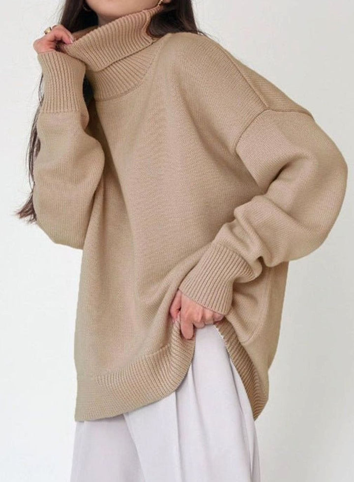 Ava | Women's Cardigan Oversized Turtleneck Ribbed Knit Pullover Sweater