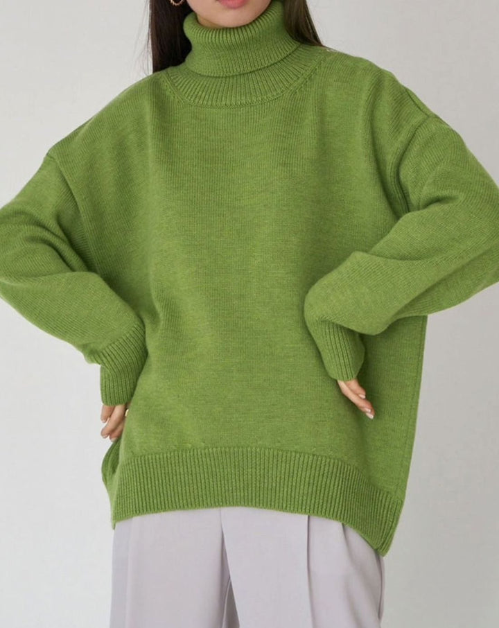 Ava | Women's Cardigan Oversized Turtleneck Ribbed Knit Pullover Sweater