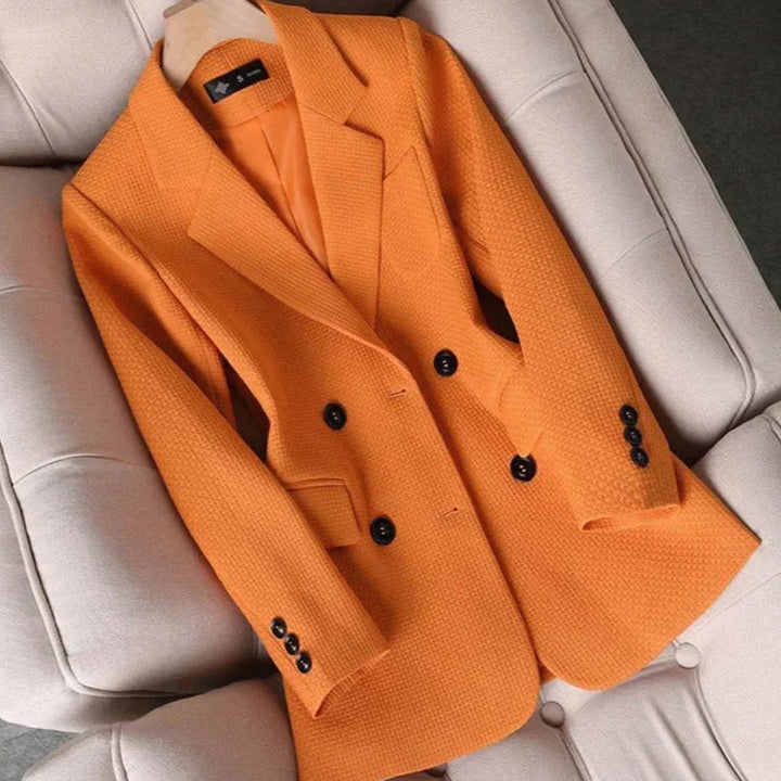 Zoey | Women's Coat Double-Breasted Plaid Blazer Notched Lapel