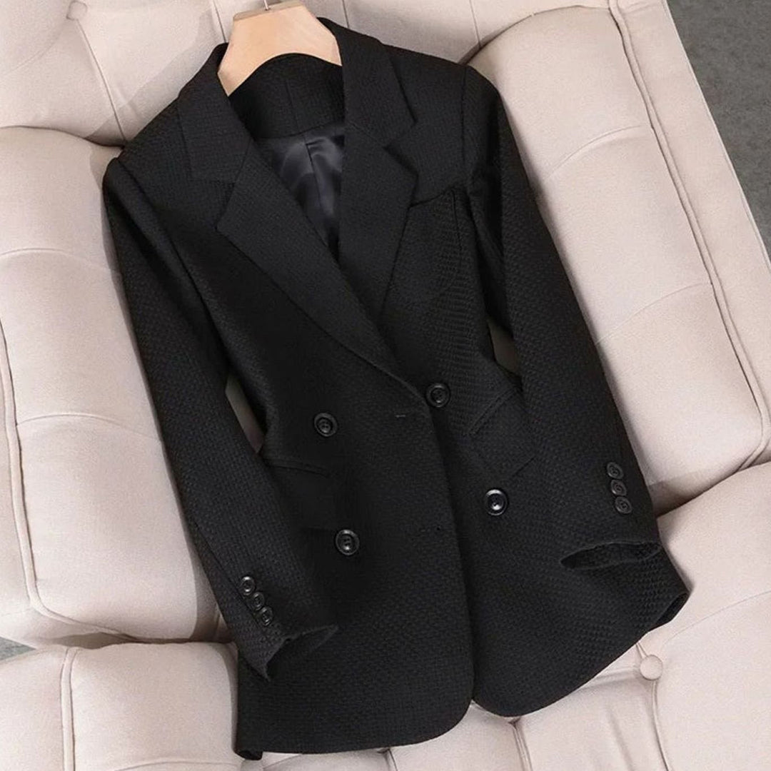 Zoey | Women's Coat Double-Breasted Plaid Blazer Notched Lapel