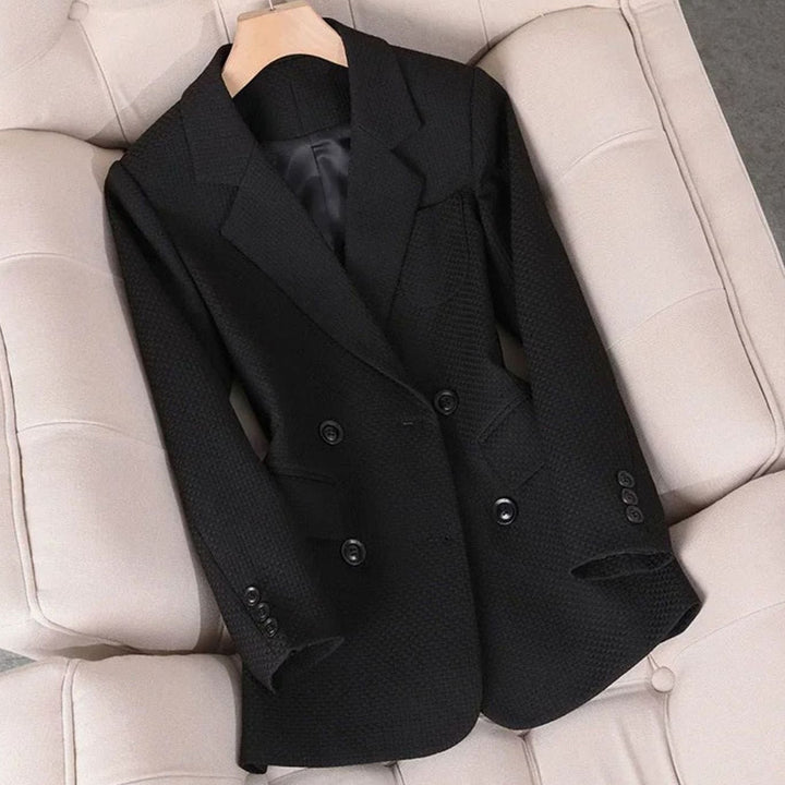 Zoey | Women's Coat Double-Breasted Plaid Blazer Notched Lapel