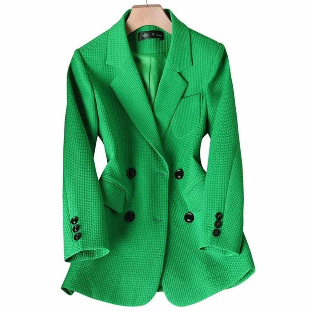 Zoey | Women's Coat Double-Breasted Plaid Blazer Notched Lapel