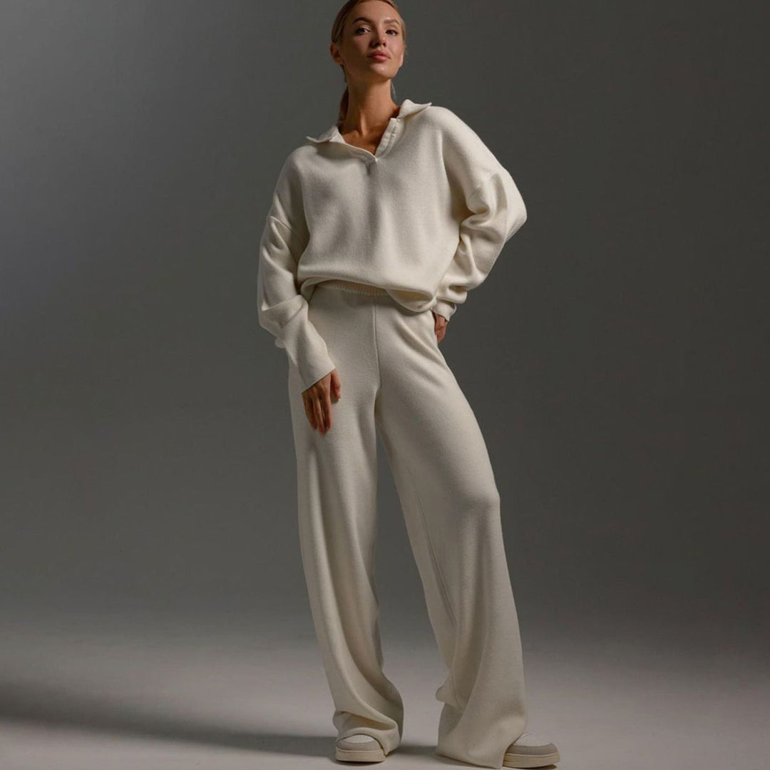 Isabella | Women's Collared Wide-Leg Relaxed Fit Two-Piece Lounge Set