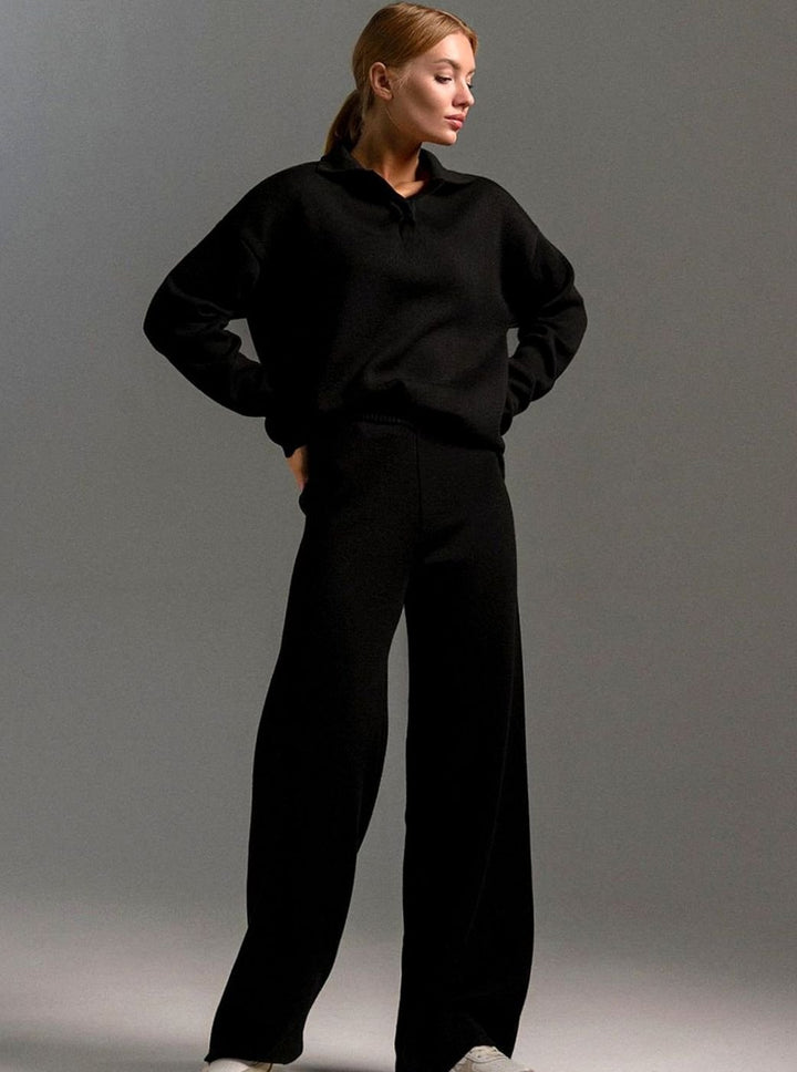 Isabella | Women's Collared Wide-Leg Relaxed Fit Two-Piece Lounge Set