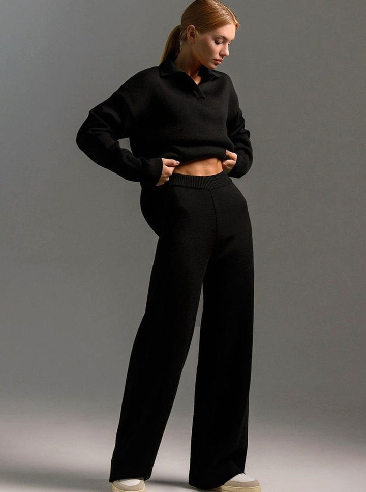 Isabella | Women's Collared Wide-Leg Relaxed Fit Two-Piece Lounge Set