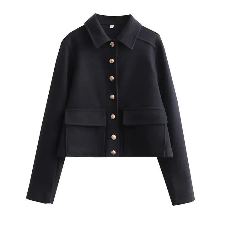 Amber | Women's Cropped Button Front Bomber Jacket