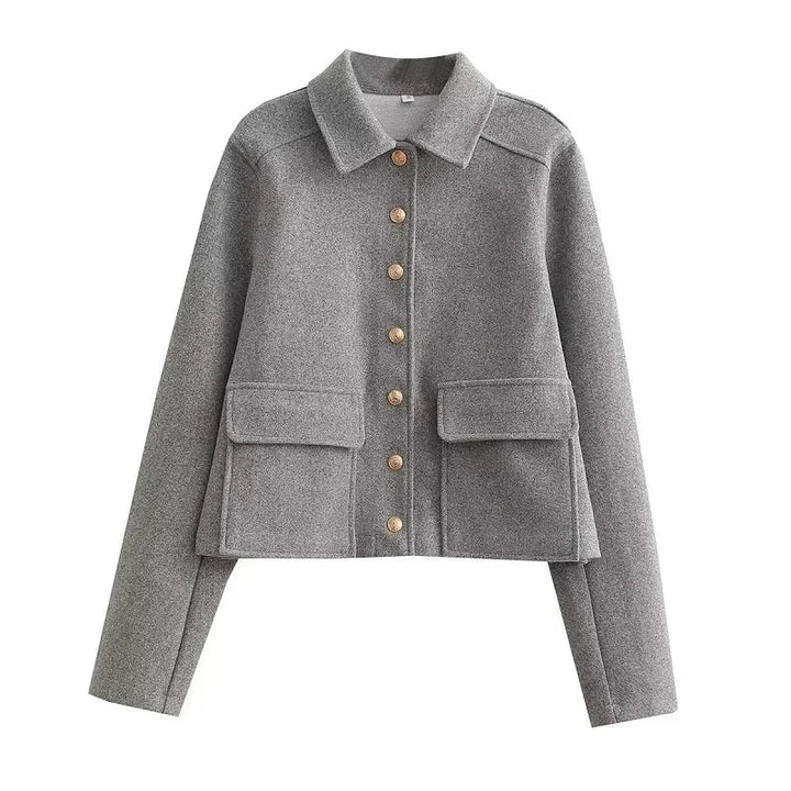 Amber | Women's Cropped Button Front Bomber Jacket
