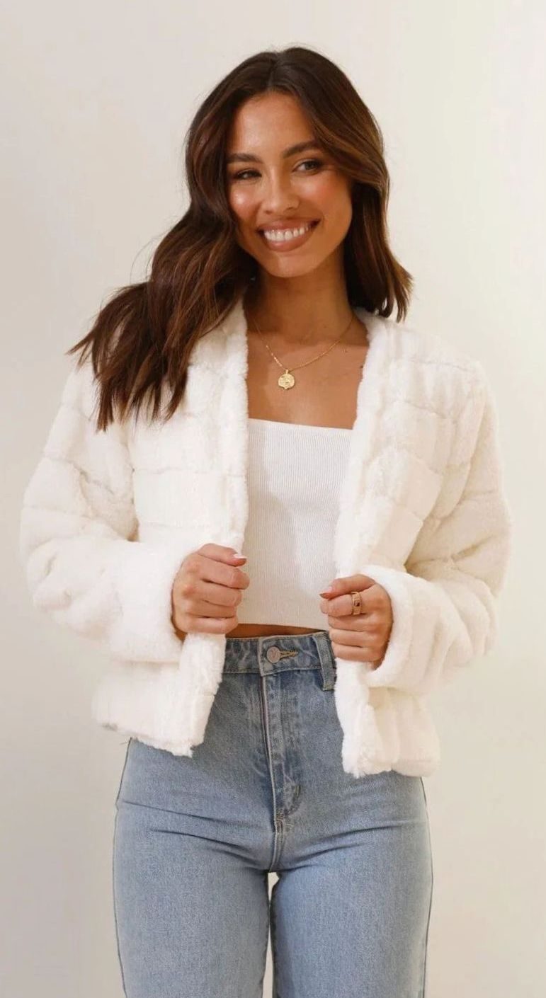 Isabella | Women's Cropped Open-Front Faux Fur Jacket