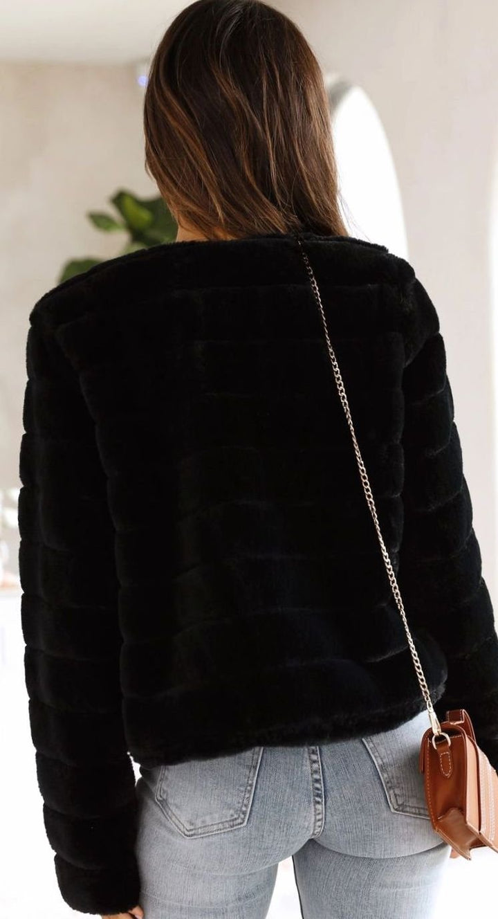Isabella | Women's Cropped Open-Front Faux Fur Jacket
