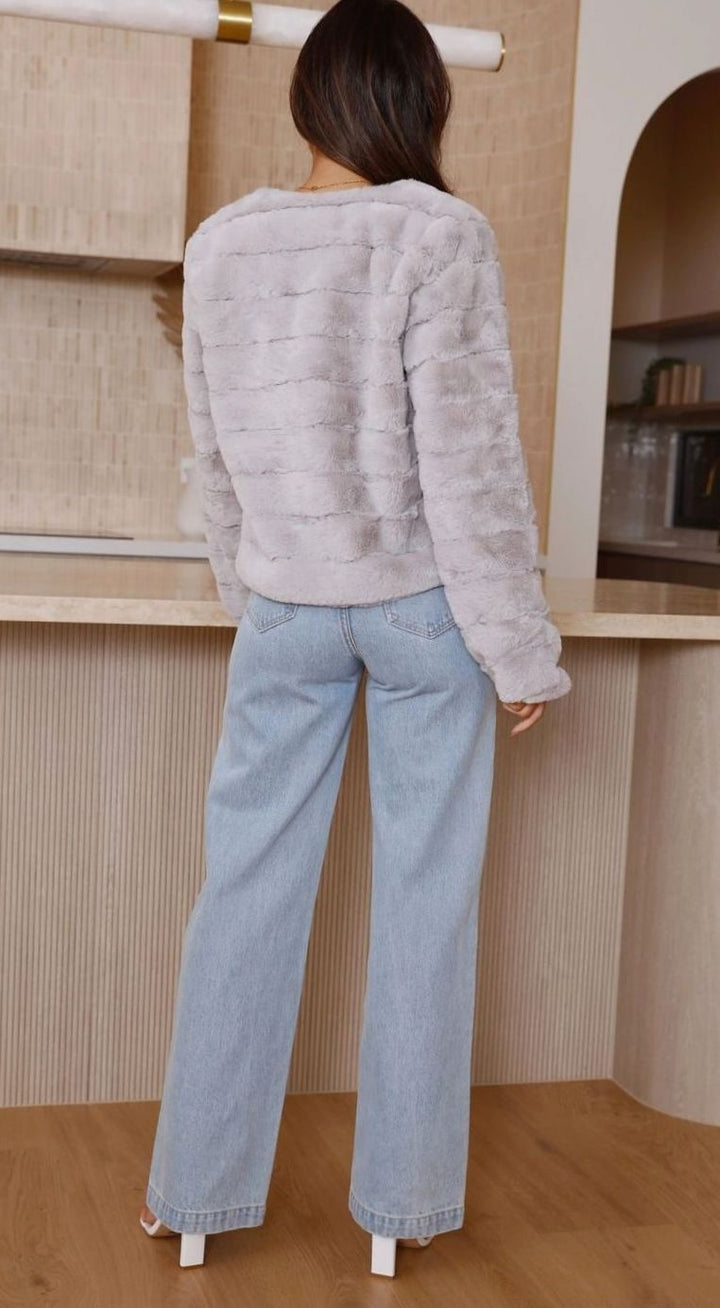 Isabella | Women's Cropped Open-Front Faux Fur Jacket
