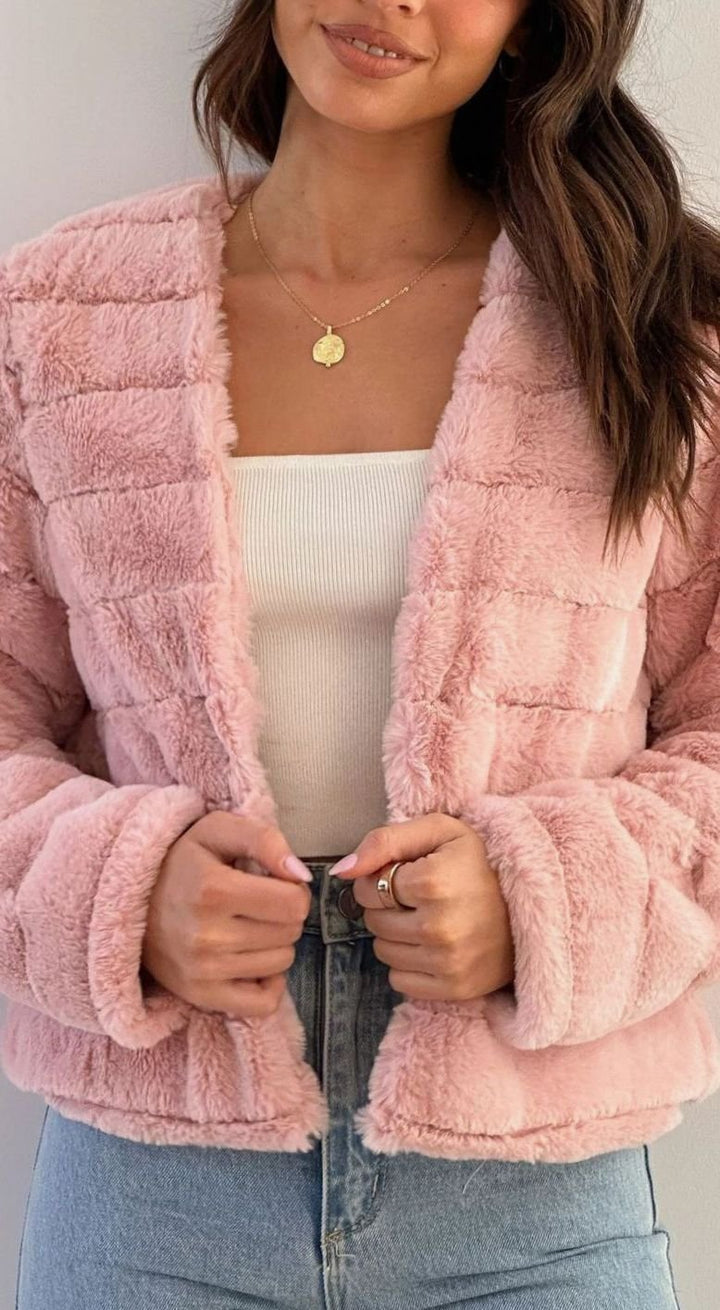 Isabella | Women's Cropped Open-Front Faux Fur Jacket