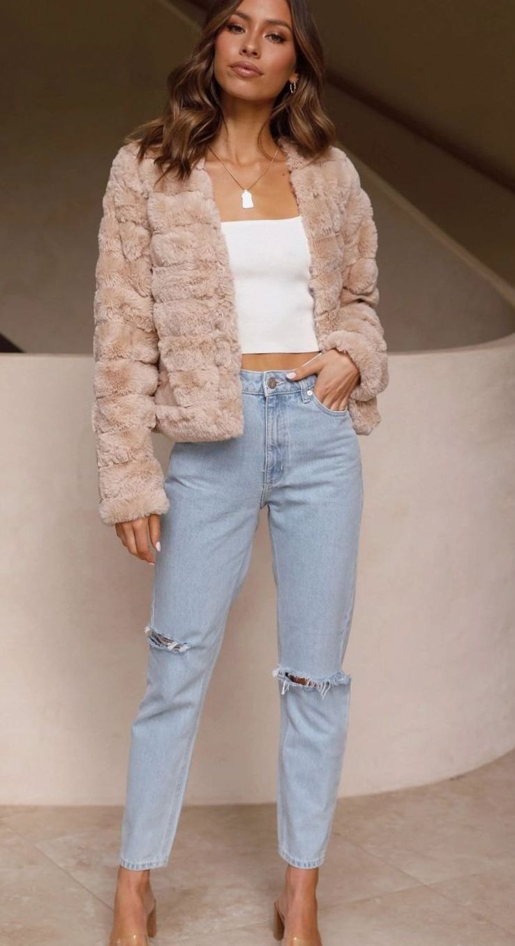 Isabella | Women's Cropped Open-Front Faux Fur Jacket