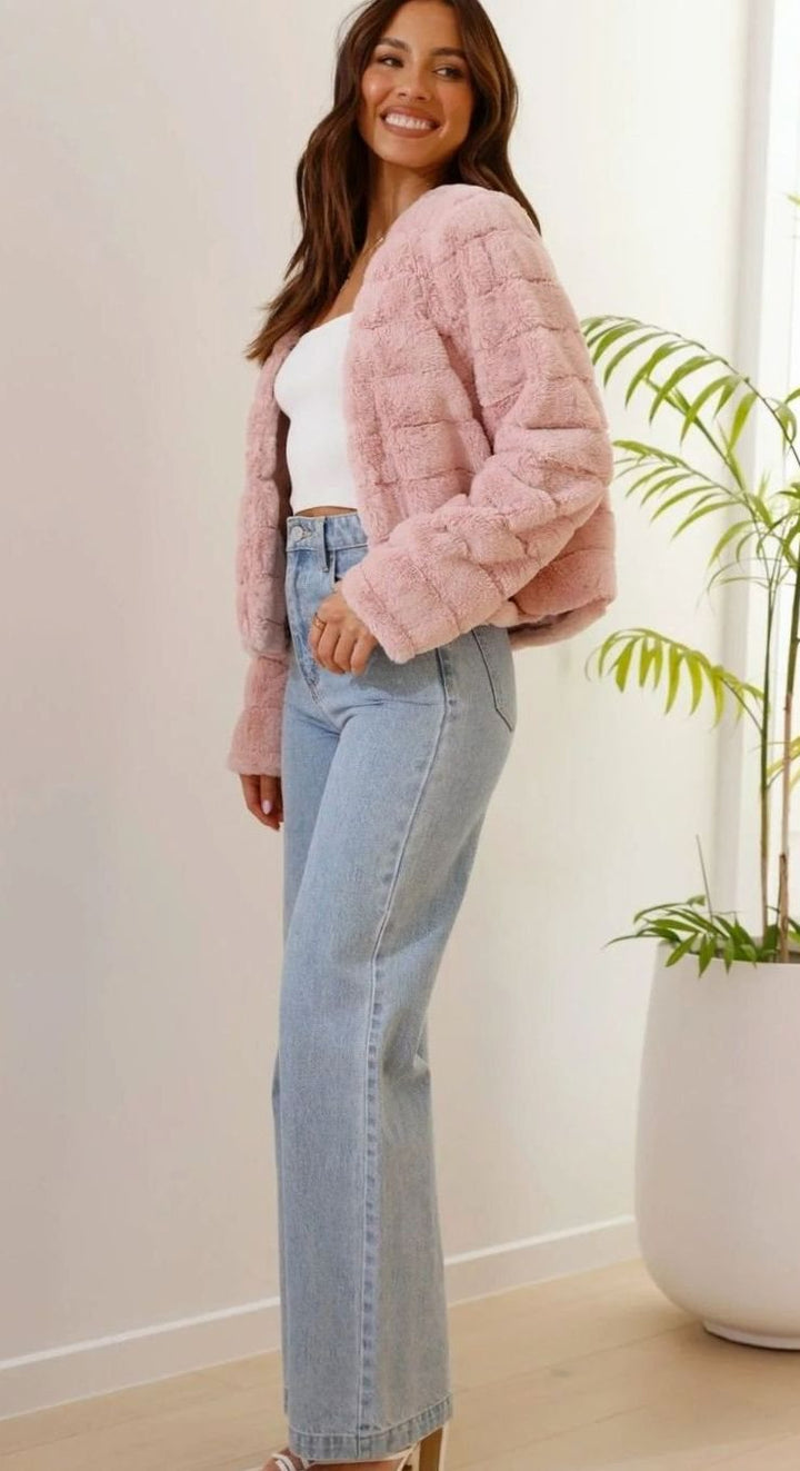 Isabella | Women's Cropped Open-Front Faux Fur Jacket
