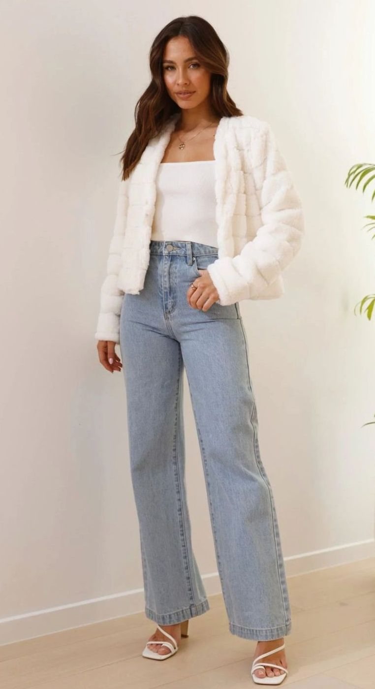 Isabella | Women's Cropped Open-Front Faux Fur Jacket