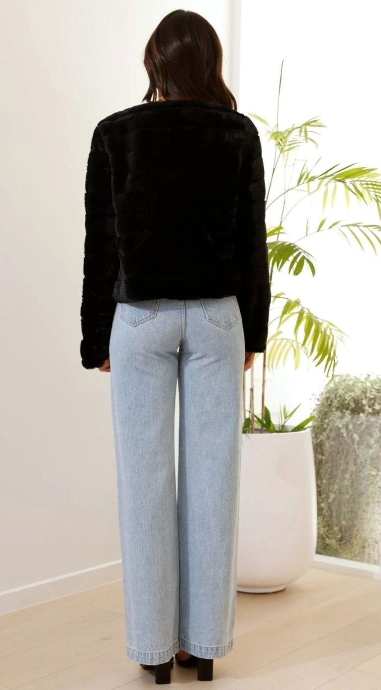 Isabella | Women's Cropped Open-Front Faux Fur Jacket
