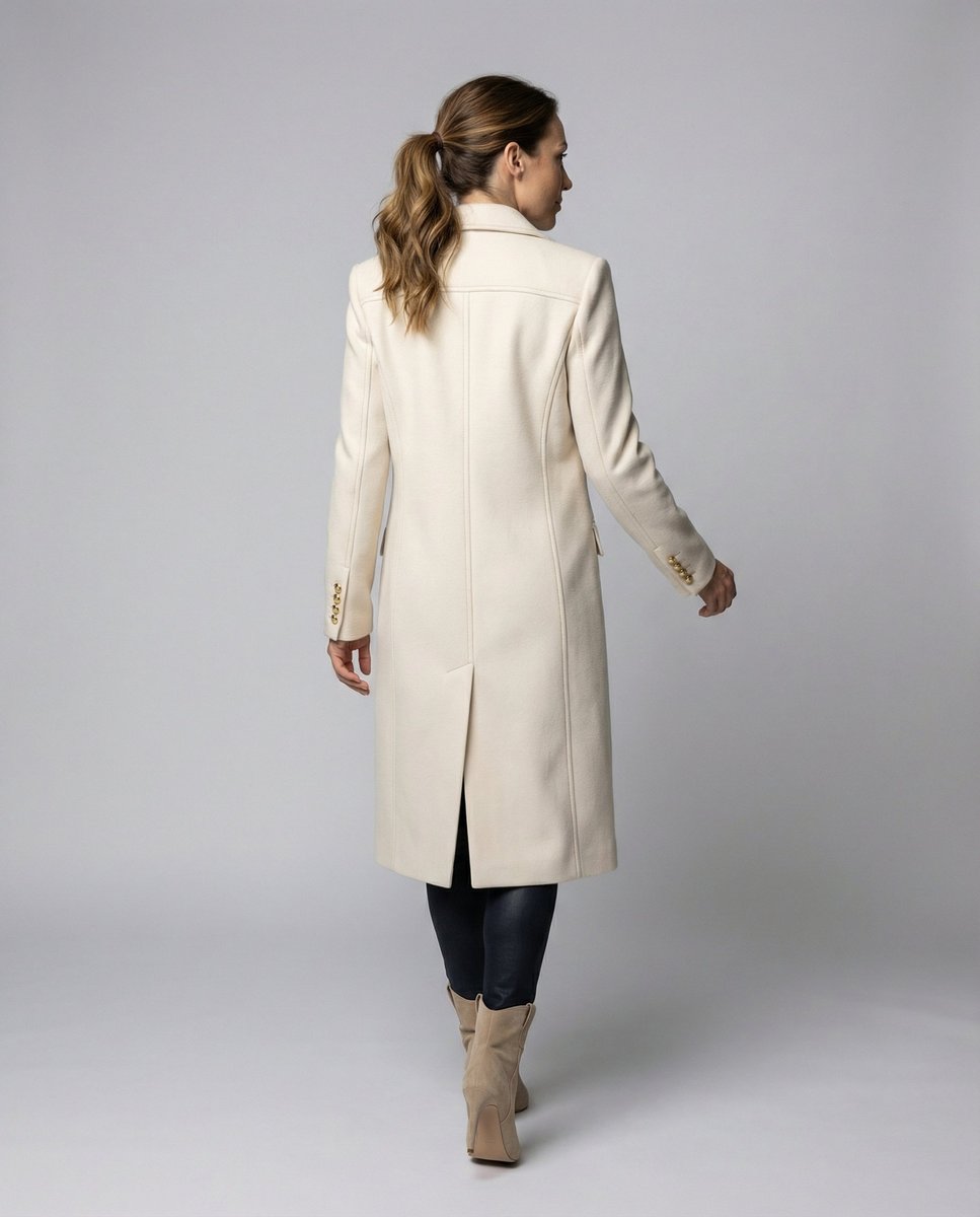 Ella | Women's Double-Breasted Long Polyester Overcoat