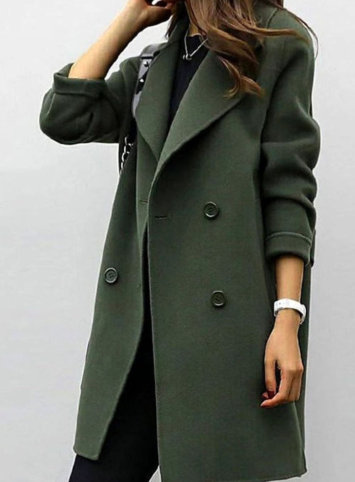 Ava | Women's Double-Breasted Longline -Blend Jacket Coat
