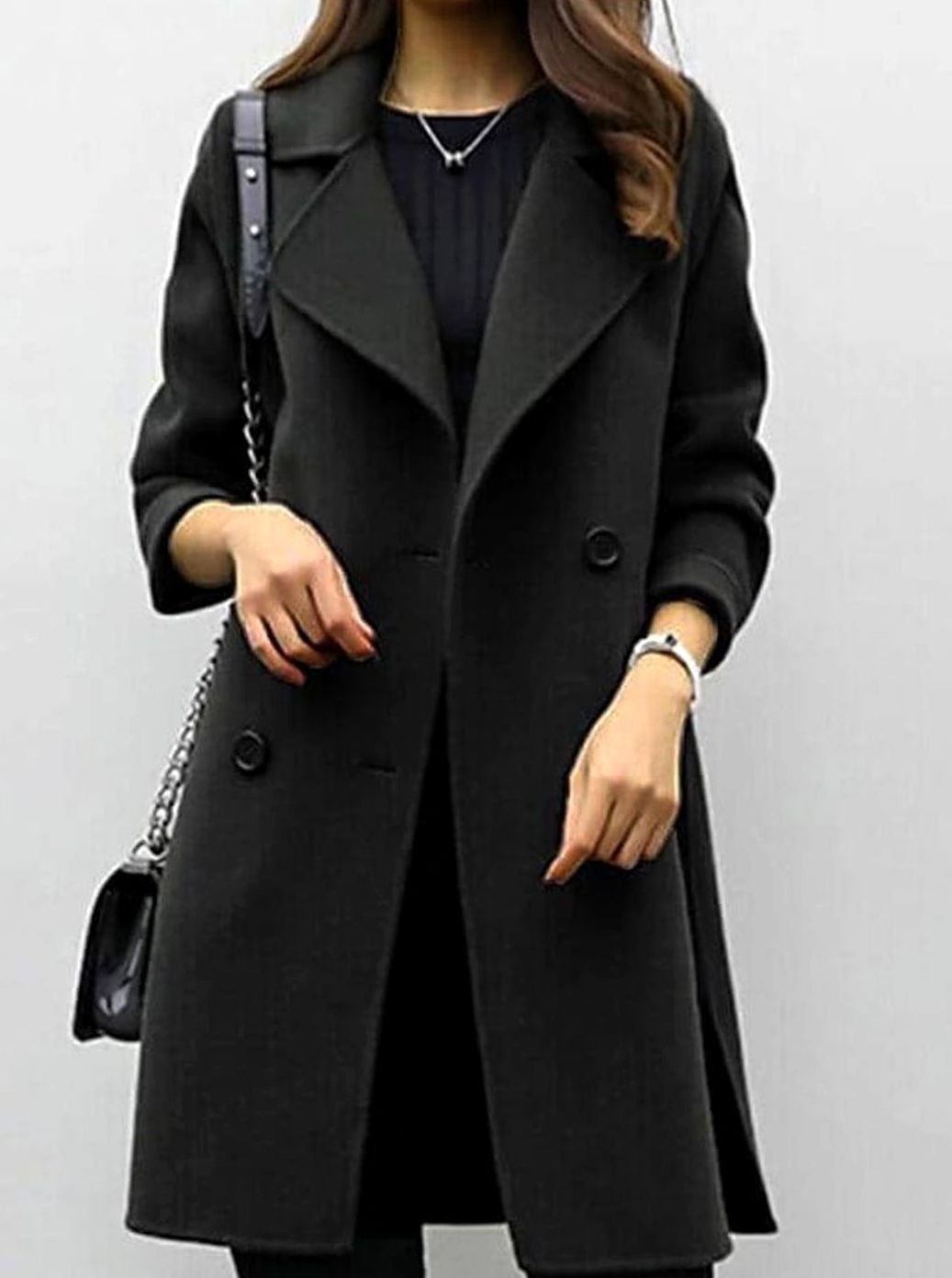 Ava | Women's Double-Breasted Longline -Blend Jacket Coat