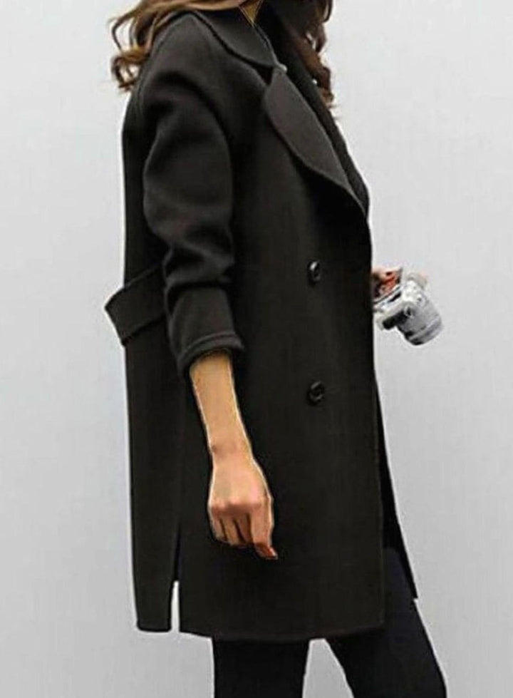Ava | Women's Double-Breasted Longline -Blend Jacket Coat