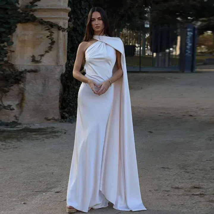 Lily | Women's Draped One-Shoulder Satin Maxi Dress