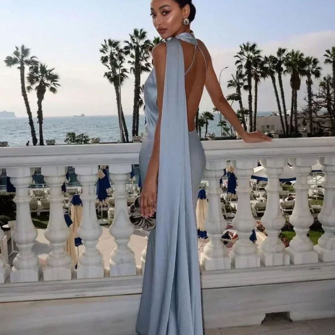 Lily | Women's Draped One-Shoulder Satin Maxi Dress