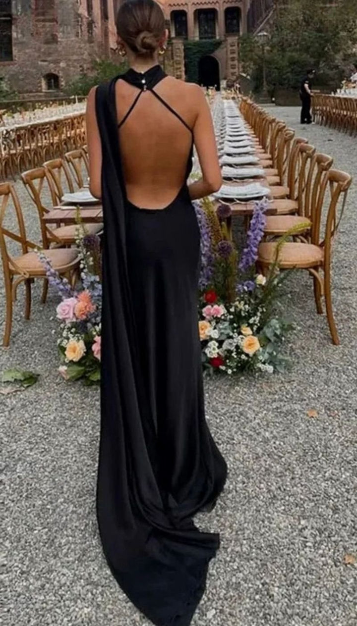 Lily | Women's Draped One-Shoulder Satin Maxi Dress