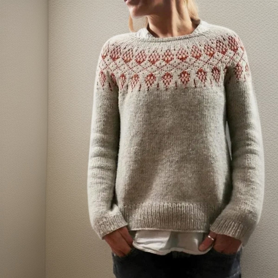 Layla | Women's Fair Isle Relaxed-Fit Icelandic Knit Sweater