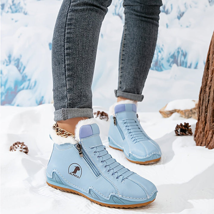 Ava | Women's Faux-Fur Lined Lace-Up Winter Ankle Boots Wide Toe Box