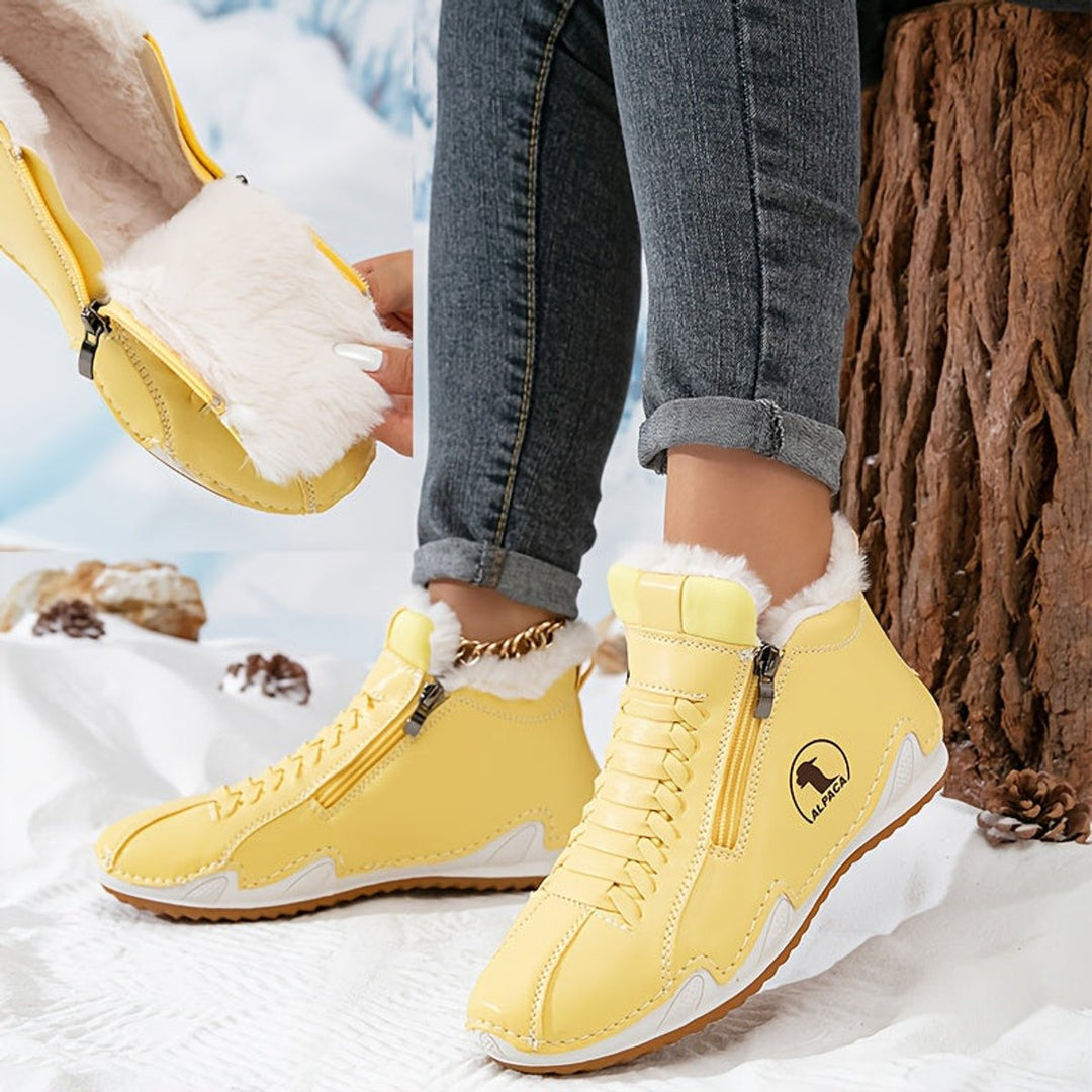Ava | Women's Faux-Fur Lined Lace-Up Winter Ankle Boots Wide Toe Box