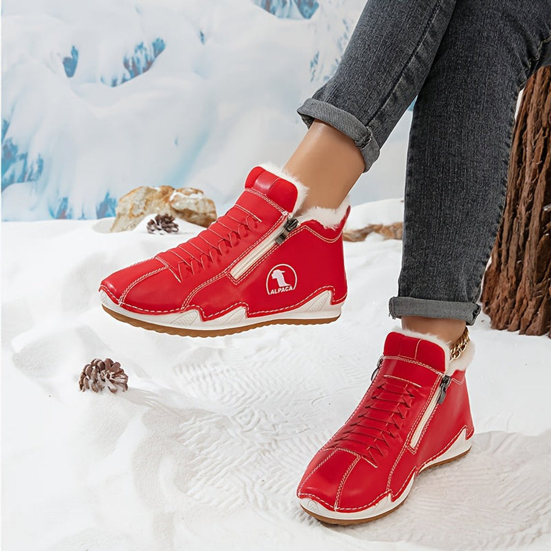 Ava | Women's Faux-Fur Lined Lace-Up Winter Ankle Boots Wide Toe Box