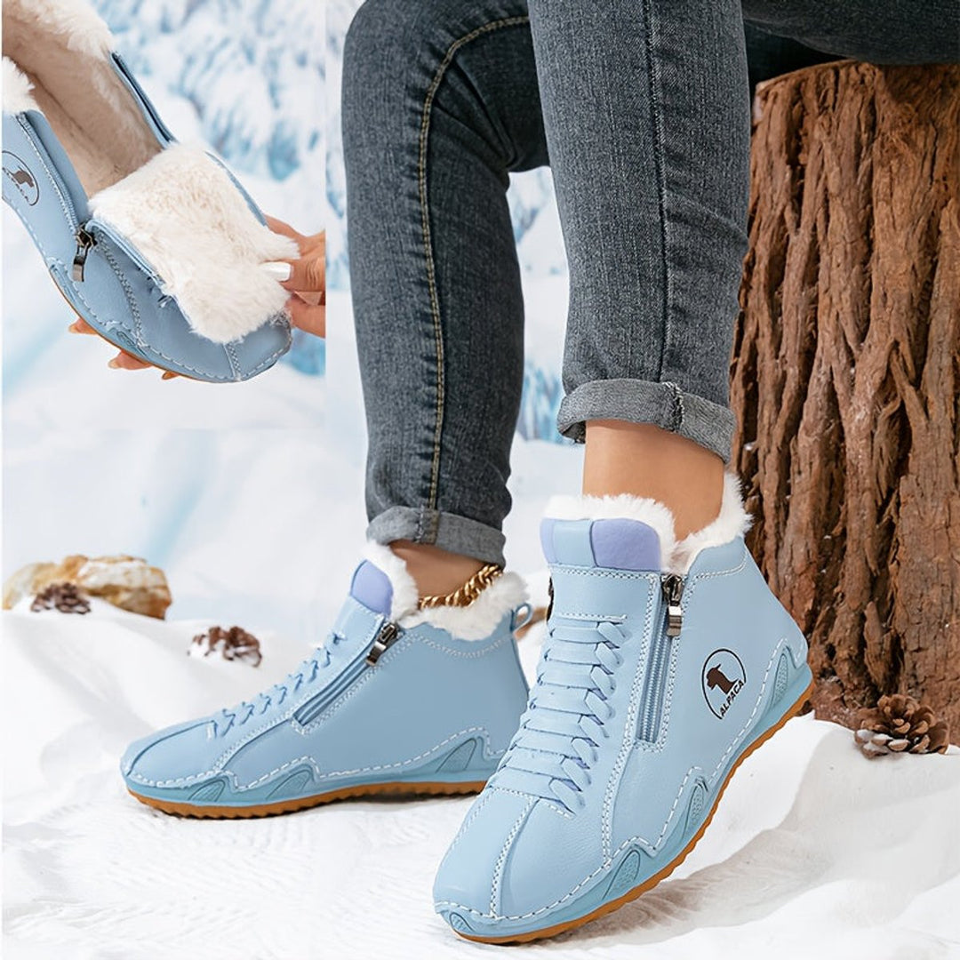 Ava | Women's Faux-Fur Lined Lace-Up Winter Ankle Boots Wide Toe Box