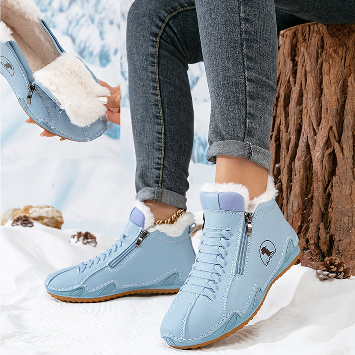Ava | Women's Faux-Fur Lined Lace-Up Winter Ankle Boots Wide Toe Box