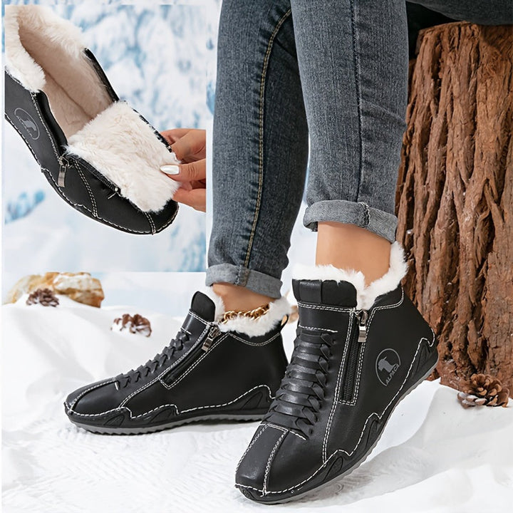 Ava | Women's Faux-Fur Lined Lace-Up Winter Ankle Boots Wide Toe Box