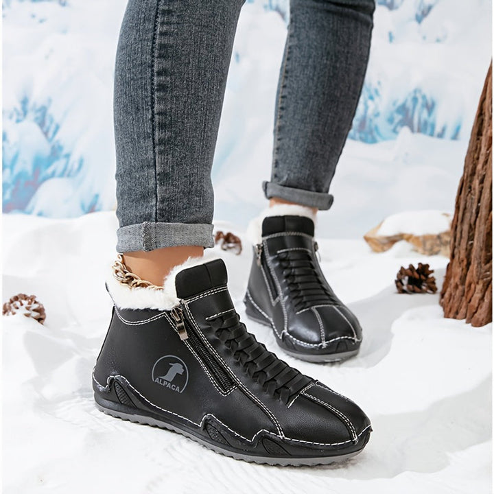 Ava | Women's Faux-Fur Lined Lace-Up Winter Ankle Boots Wide Toe Box