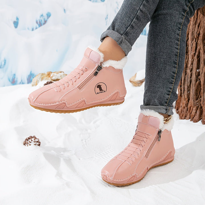 Ava | Women's Faux-Fur Lined Lace-Up Winter Ankle Boots Wide Toe Box