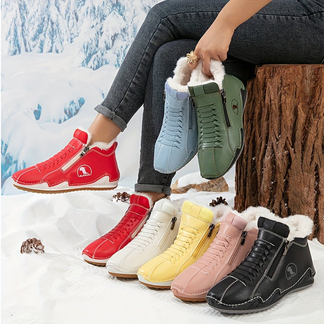 Ava | Women's Faux-Fur Lined Lace-Up Winter Ankle Boots Wide Toe Box