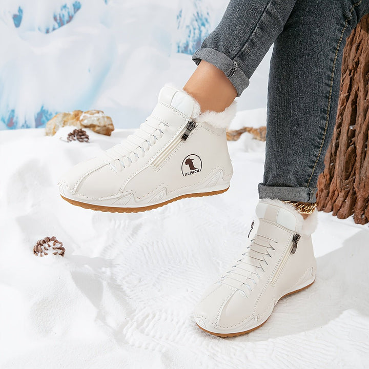 Ava | Women's Faux-Fur Lined Lace-Up Winter Ankle Boots Wide Toe Box