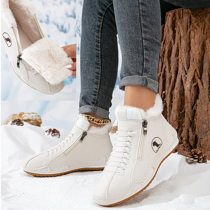 Ava | Women's Faux-Fur Lined Lace-Up Winter Ankle Boots Wide Toe Box
