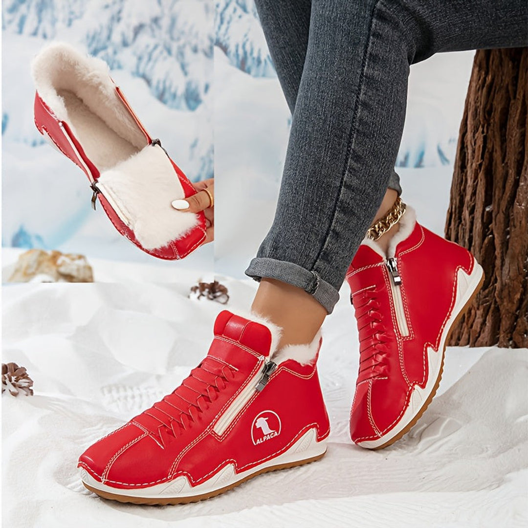 Ava | Women's Faux-Fur Lined Lace-Up Winter Ankle Boots Wide Toe Box
