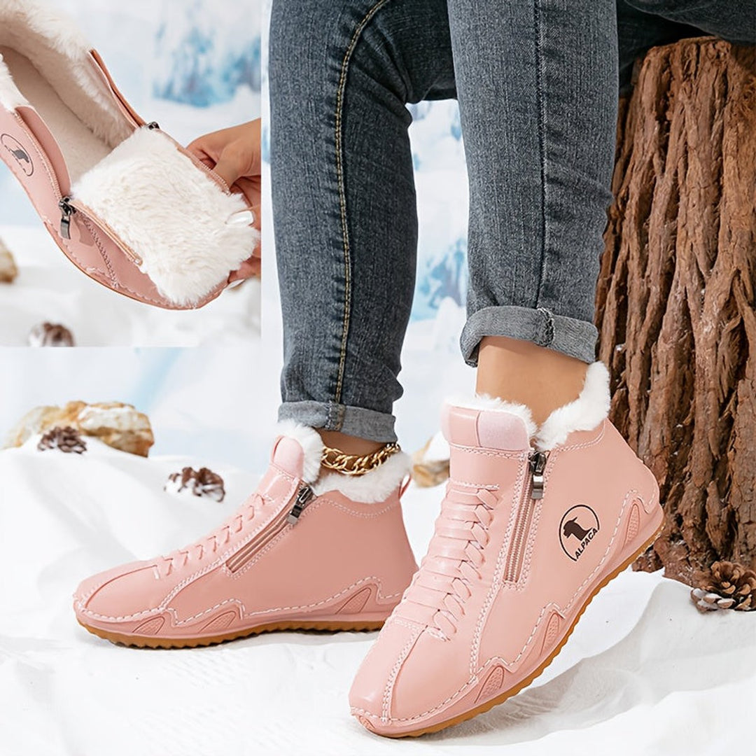 Ava | Women's Faux-Fur Lined Lace-Up Winter Ankle Boots Wide Toe Box
