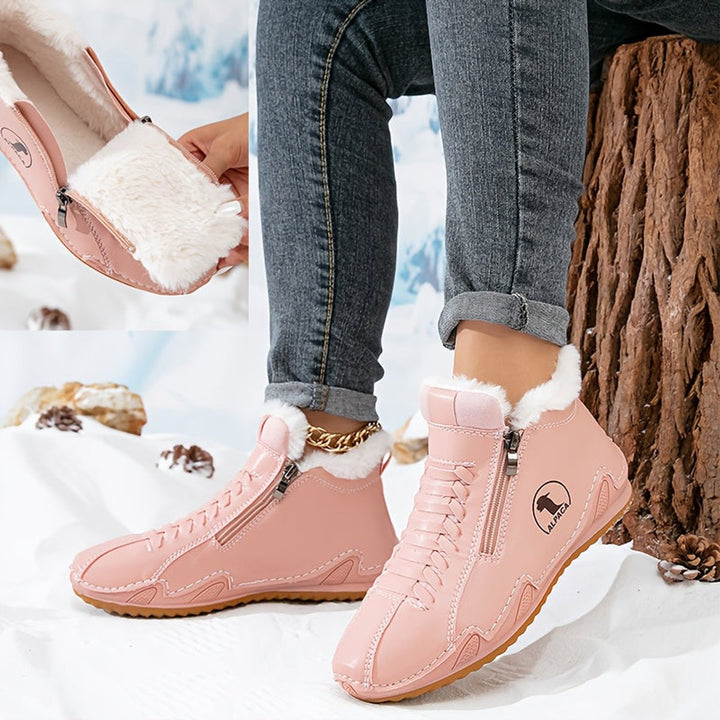Ava | Women's Faux-Fur Lined Lace-Up Winter Ankle Boots Wide Toe Box