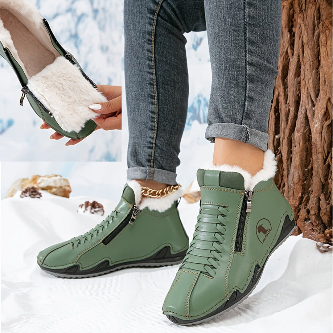 Ava | Women's Faux-Fur Lined Lace-Up Winter Ankle Boots Wide Toe Box