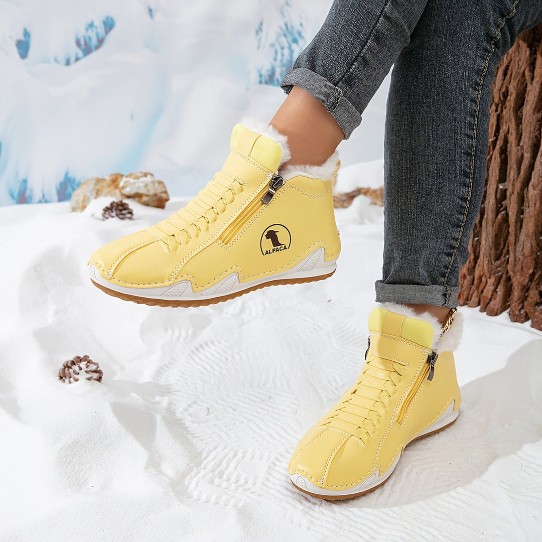 Ava | Women's Faux-Fur Lined Lace-Up Winter Ankle Boots Wide Toe Box
