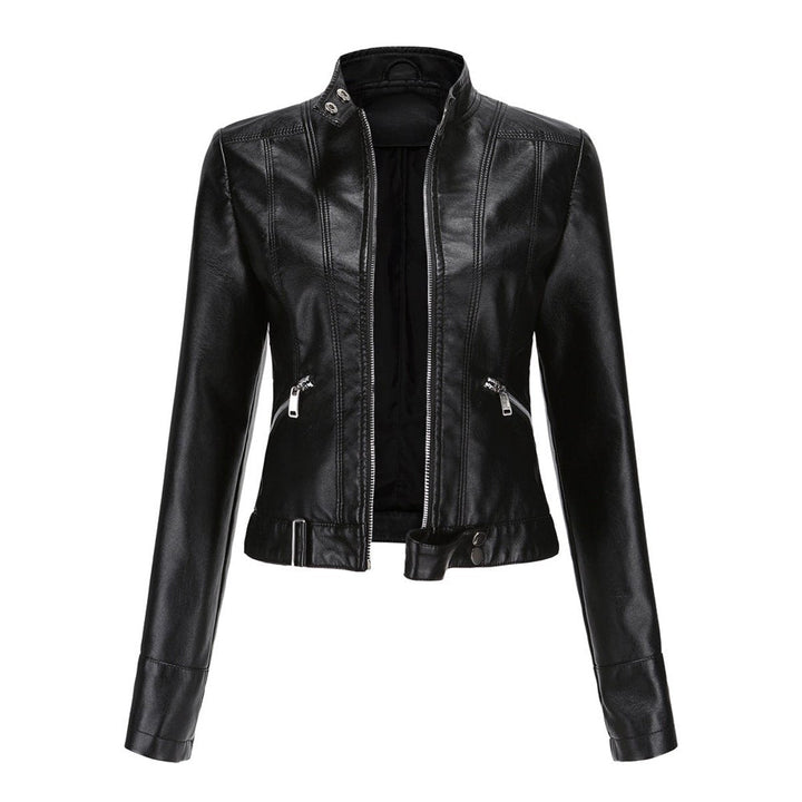 Zoey | Women's Faux Leather Jacket Moto Biker Stand-Collar Zip-Up