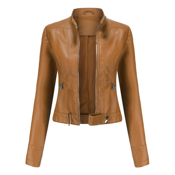 Zoey | Women's Faux Leather Jacket Moto Biker Stand-Collar Zip-Up