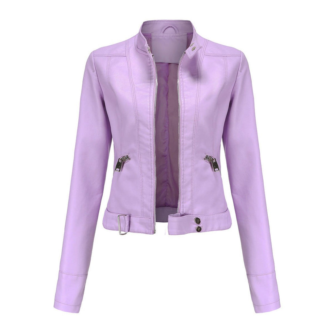Zoey | Women's Faux Leather Jacket Moto Biker Stand-Collar Zip-Up