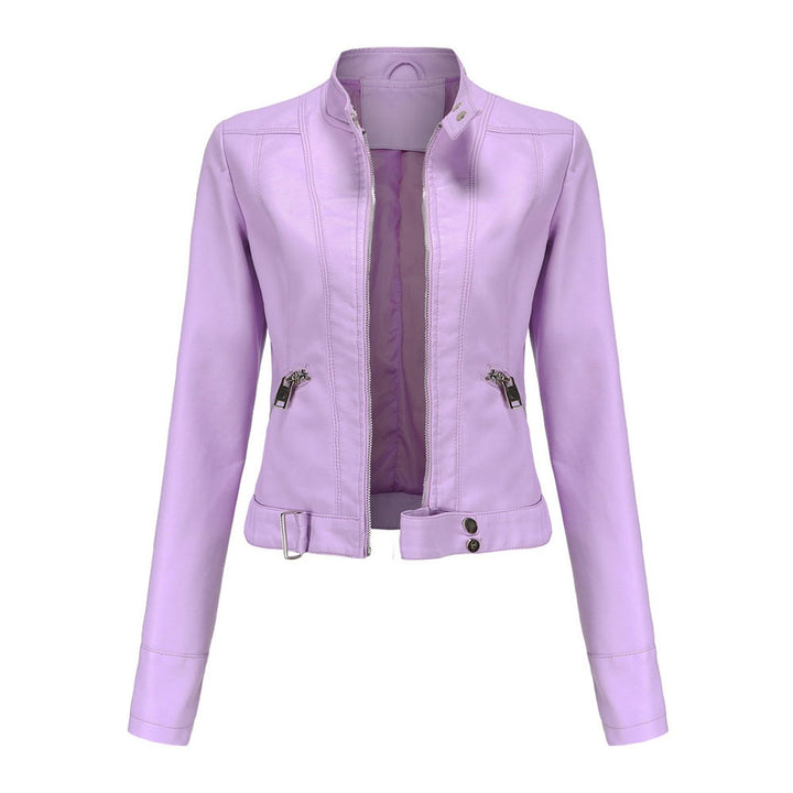Zoey | Women's Faux Leather Jacket Moto Biker Stand-Collar Zip-Up
