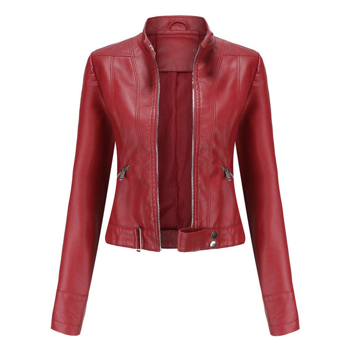 Zoey | Women's Faux Leather Jacket Moto Biker Stand-Collar Zip-Up