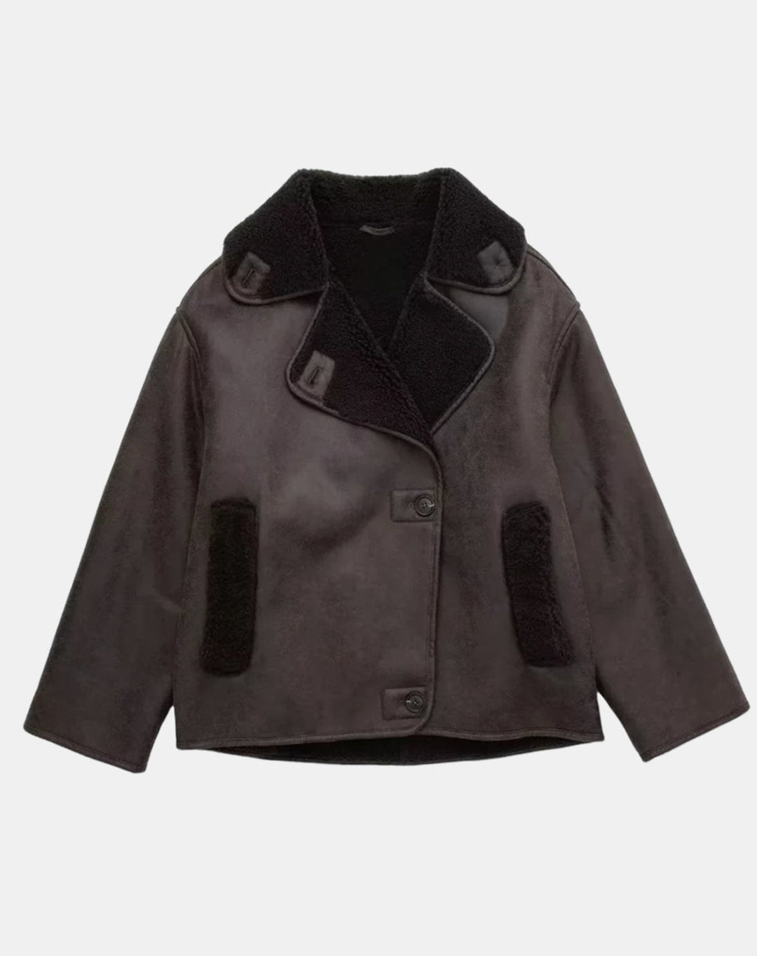 Amelia | Women's Faux Suede Sherpa-Lined Oversized Moto Jacket