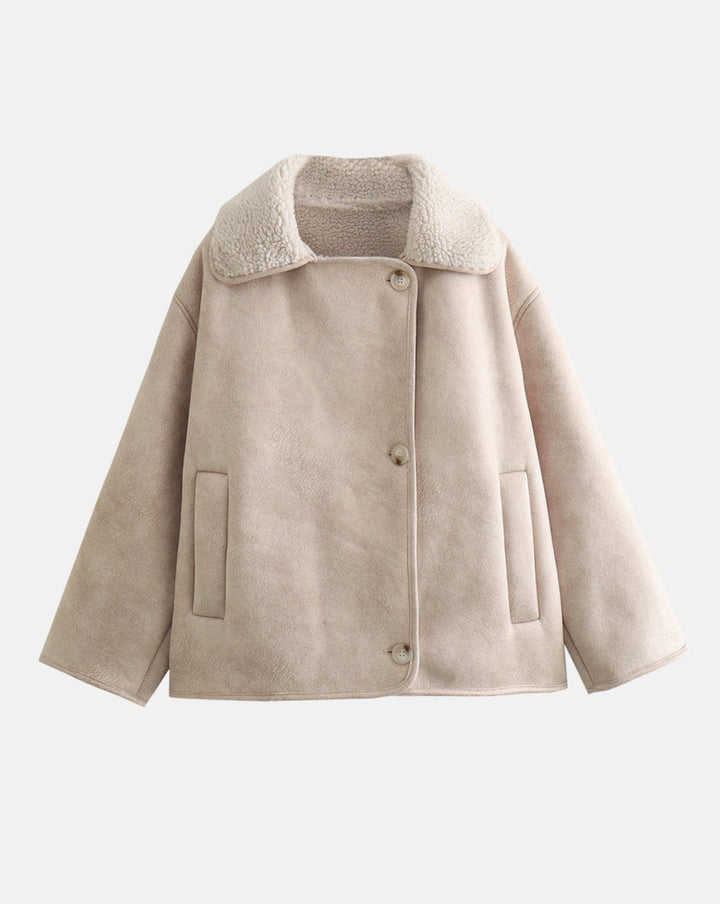 Amelia | Women's Faux Suede Sherpa-Lined Oversized Moto Jacket